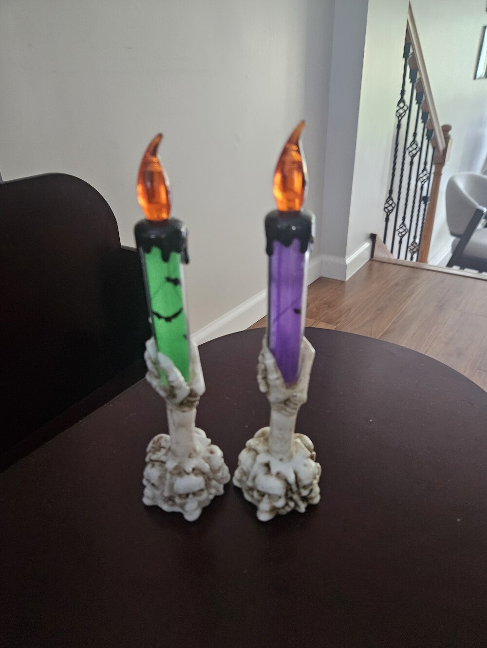 Halloween Skeleton Hand LED Candles - Green & Purple